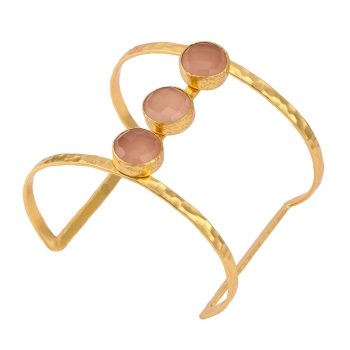 Bracelet made from brass, goldplated with dustypink Cateye